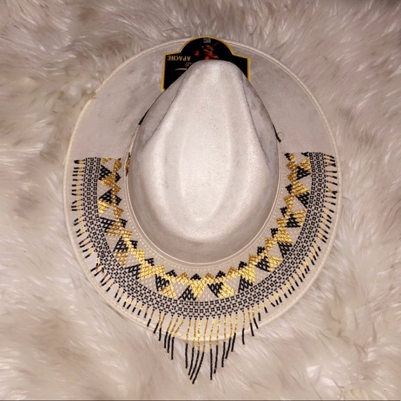 ?CUSTOM HAND BEADED Western Suede Brim Hat